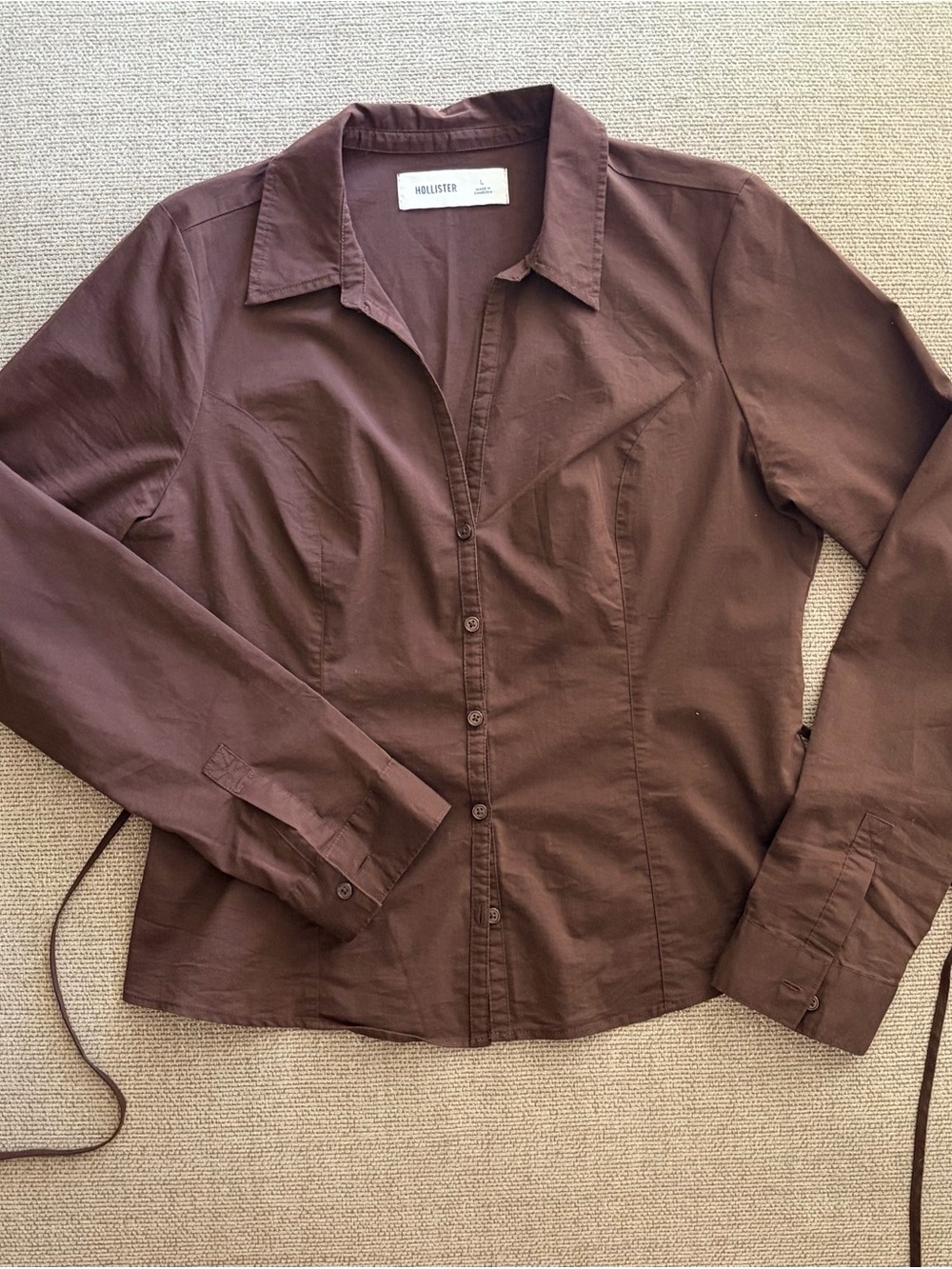 Hollister Women's Chocolate Brown Button-Down Shirt